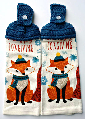 Happy Foxgiving Fox Hanging Kitchen Towel Set