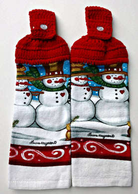 Christmas Country Snowman Couple Hanging Kitchen Towel Set
