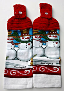 Christmas Country Snowman Couple Hanging Kitchen Towel Set