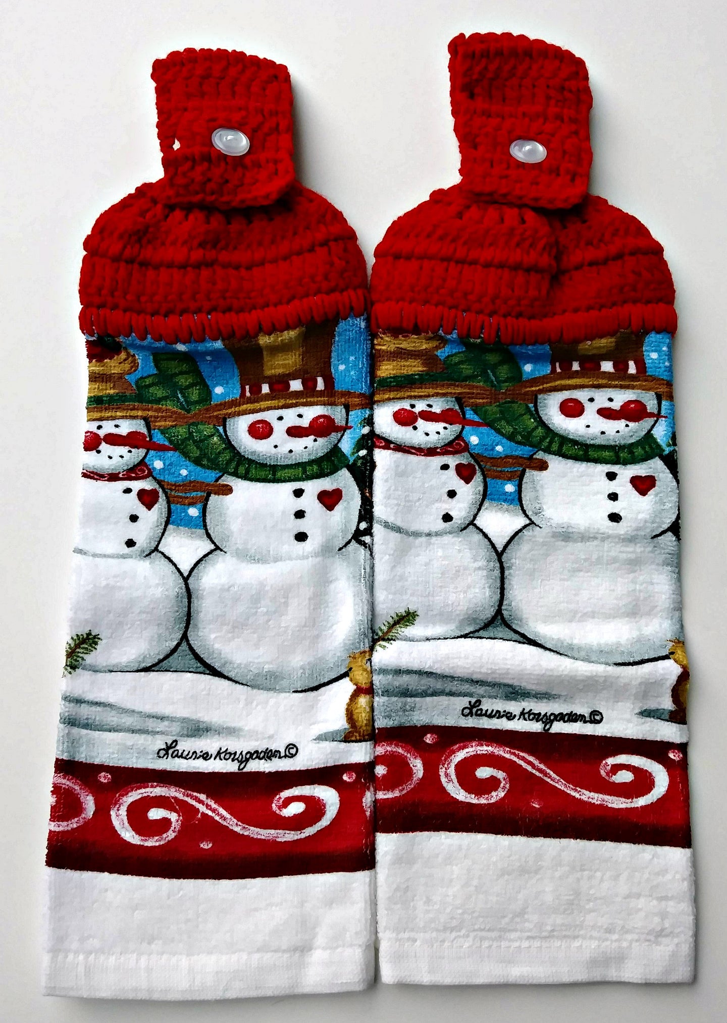 Christmas Country Snowman Couple Hanging Kitchen Towel Set