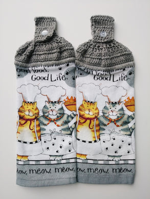 Good Food Good Life Cats Hanging Kitchen Towel Set