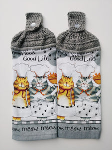 Good Food Good Life Cats Hanging Kitchen Towel Set