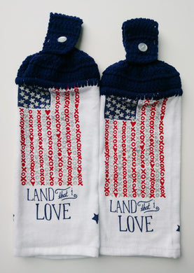 Independence Day 4th of July Flag Patriotic Land That I Love Hanging Kitchen Towel Set