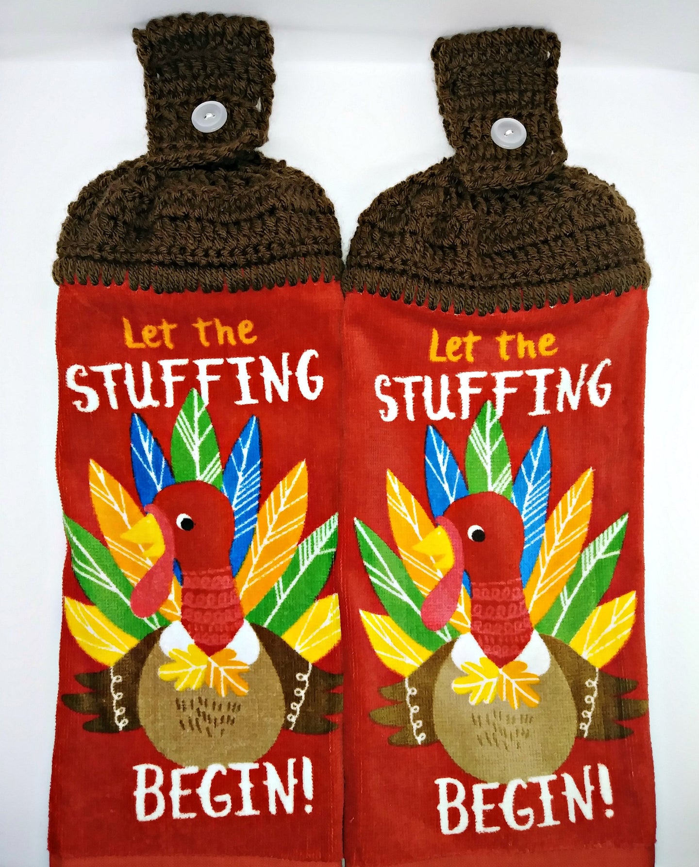 Let The Stuffing Begin Turkey Thanksgiving Hanging Kitchen Towel Set