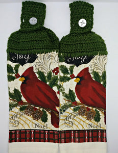 Joy Noel Christmas Cardinal Hanging Kitchen Towel Set