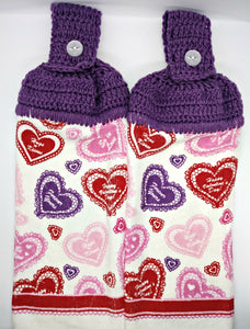 Valentine's Day Hearts Hanging Kitchen Towel Set