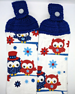 Patriotic Owls Hanging Kitchen Towel Set