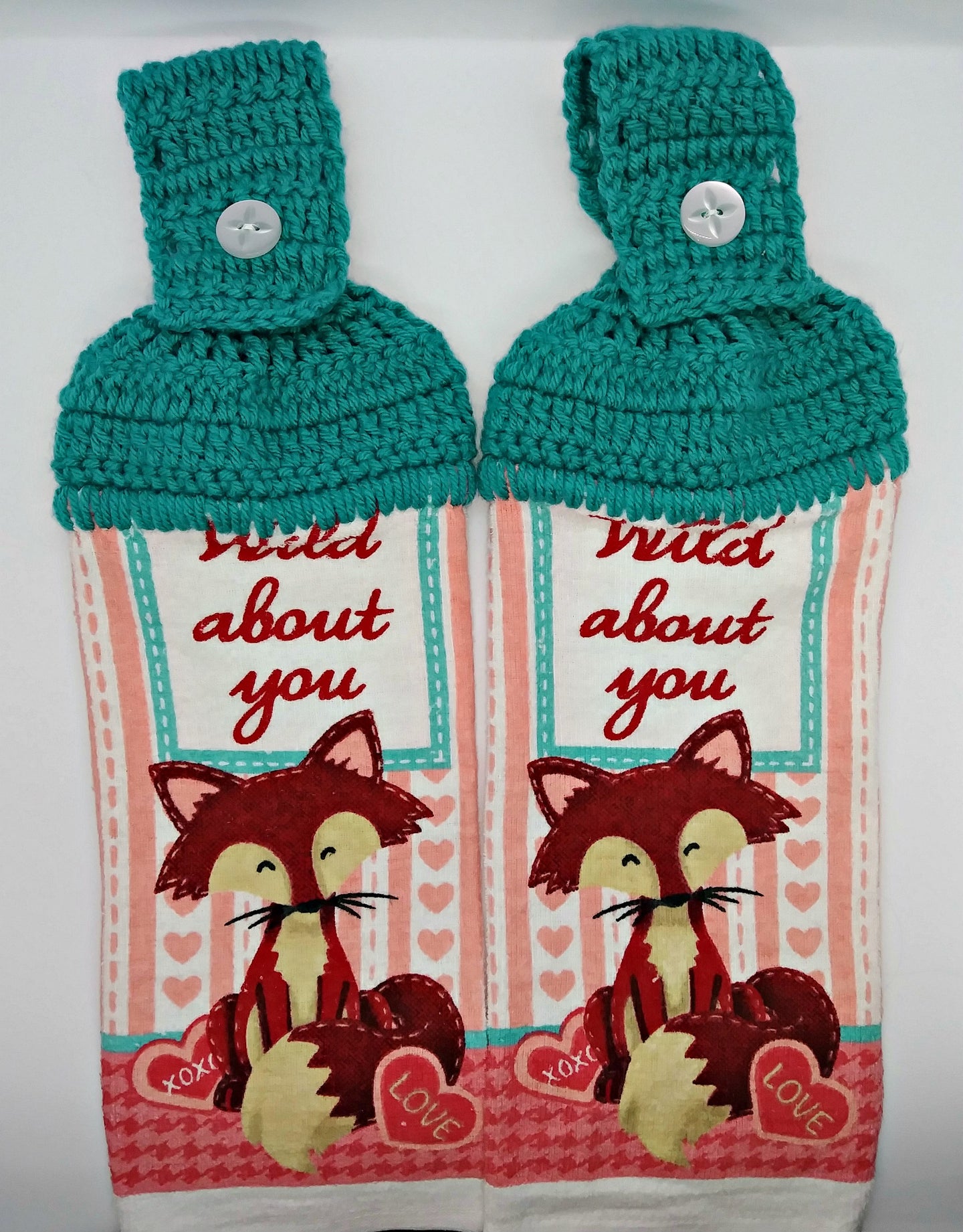 Wild About You Fox Valentine's Day Hanging Kitchen Towel Set