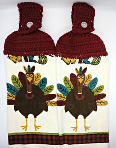 Thanksgiving Wild Turkey Fall Autumn Hanging Kitchen Towel Set