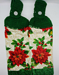 Christmas Poinsettia Hanging Kitchen Towel Set