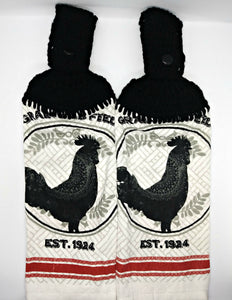 Country Rooster Hanging Kitchen Towel Set