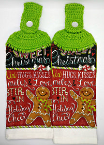 Sweet Christmas Gingerbread Man Hanging Kitchen Towel Set