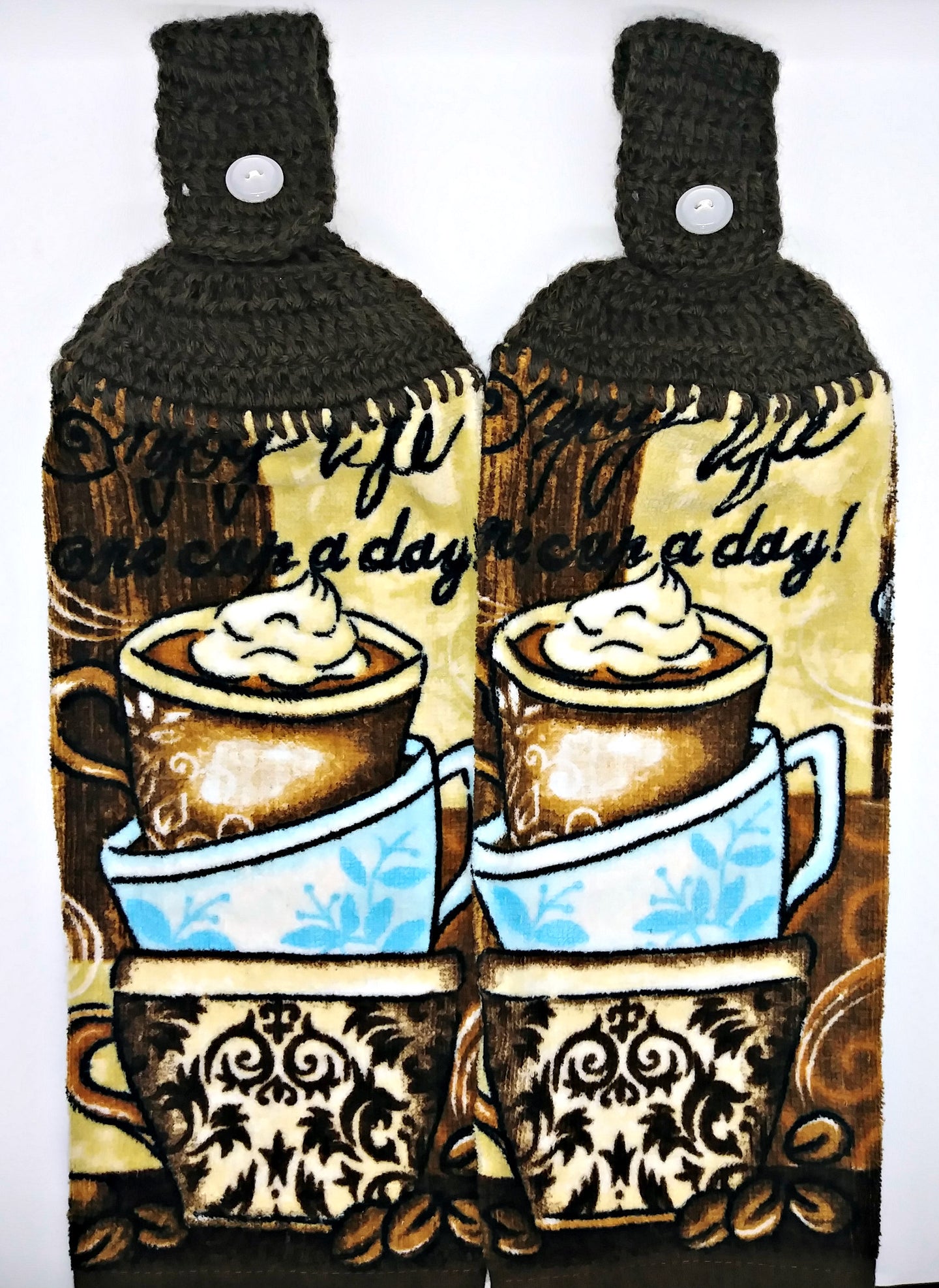 Hot Chocolate Coffee Cup Enjoy Life Hanging Kitchen Towel Set