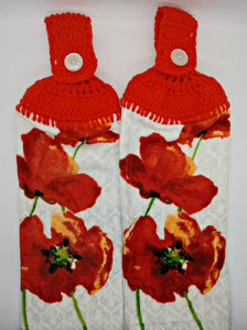 Poppies Flowers Hanging Kitchen Towel Set