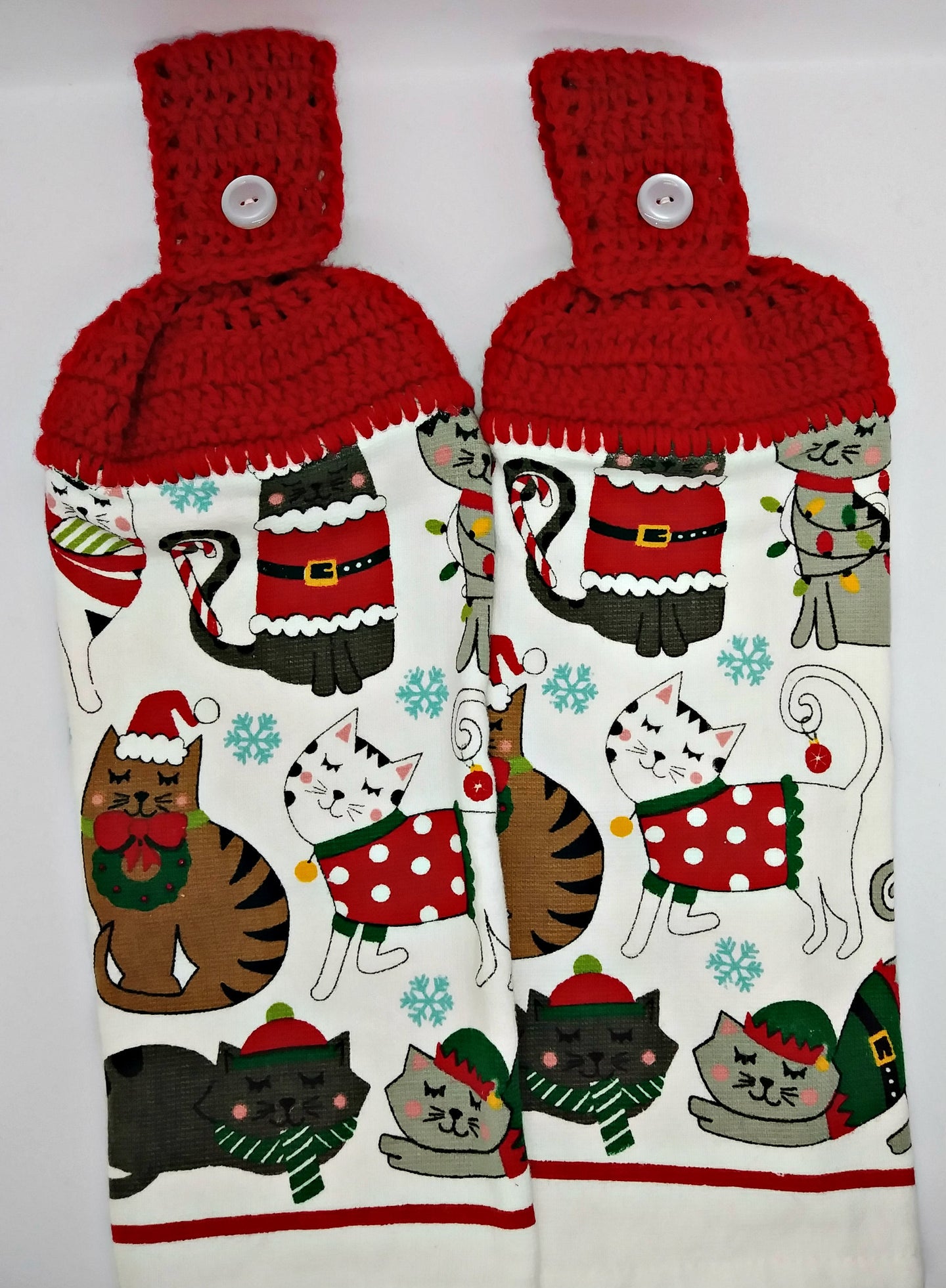 Christmas Kitty Cats Hanging Kitchen Towel Set