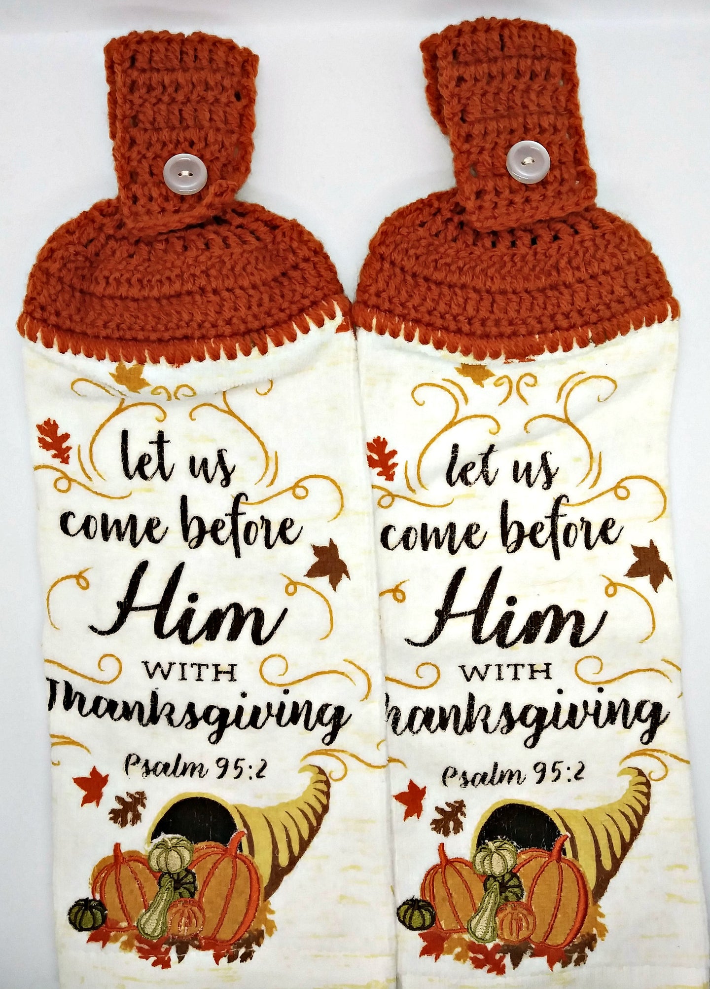 Let Us Come Before Him With Thanksgiving Hanging Kitchen Towel Set