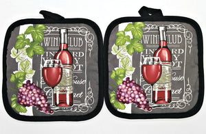 Deluxe Wine & Grapes Hanging Kitchen Towel Set