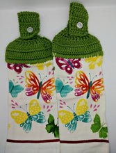 Load image into Gallery viewer, Spring Butterflies Deluxe Hanging Kitchen Towel Set &amp; Potholders