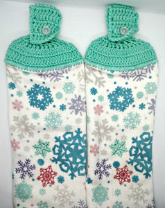 Pastel Winter Snowflakes Hanging Kitchen Towel Set