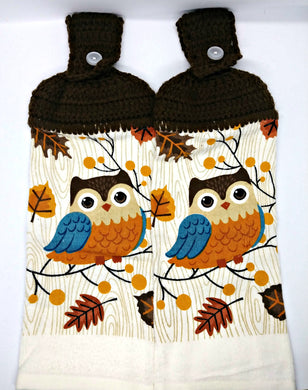 Autumn Fall Owl Hanging Kitchen Towel Set