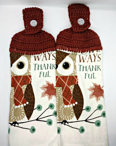 Owl Ways Thankful Fall Autumn Hanging Kitchen Towel Set