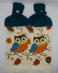 Autumn Fall Owl Hanging Kitchen Towel Set