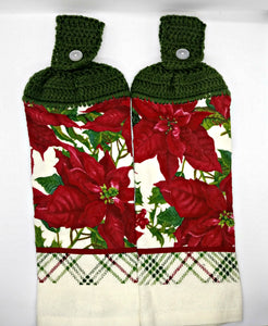 Christmas Poinsettias Hanging Kitchen Towel Set