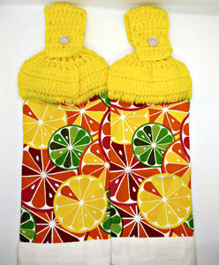 Colorful Lemon Limes & Grapefruit Fruit Hanging Kitchen Towel Set