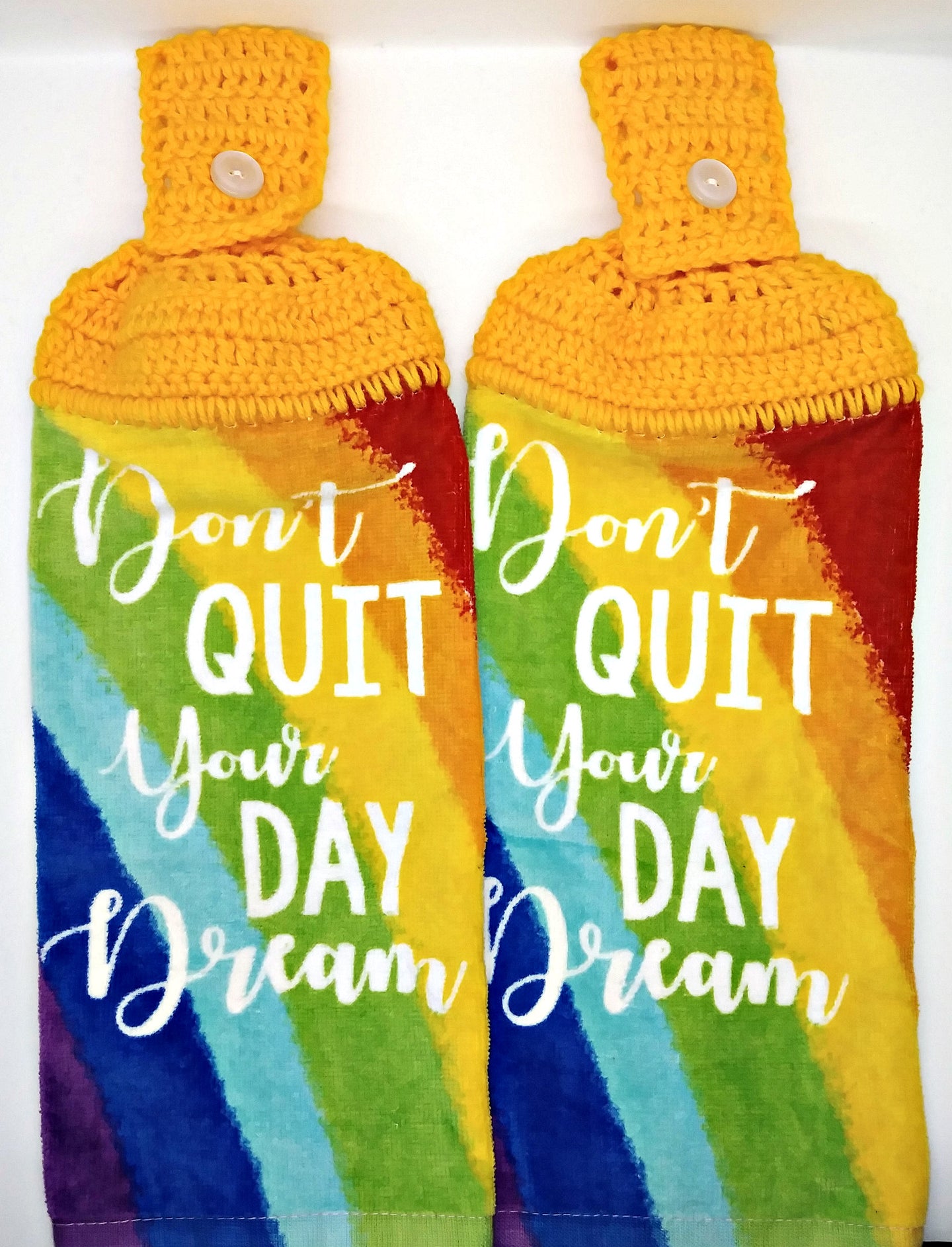 Rainbow Don't Quit Your Day Dream Hanging Kitchen Towel Set