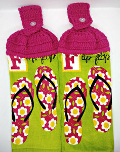 Flower Flip Flops Hanging Kitchen Towel Set