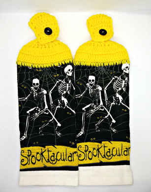 Halloween Dancing Skeleton Spooktacular Hanging Kitchen Towel Set