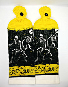 Halloween Dancing Skeleton Spooktacular Hanging Kitchen Towel Set