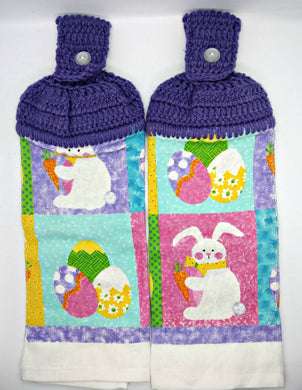 Easter Bunny & Eggs Hanging Kitchen Towel Set