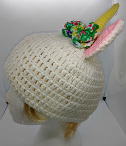 Teen Ladies Unicorn Horn with Roses Winter Hat