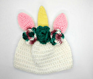Child's Unicorn Horn with Roses Winter Hat