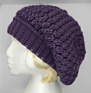 Ladies Teen Slouchy Toque Dark Lavender Winter Hat