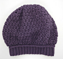 Load image into Gallery viewer, Ladies Teen Slouchy Toque Dark Lavender Winter Hat