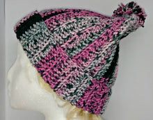 Load image into Gallery viewer, Pink &amp; Black Pompom Basic Winter Hat Ladies Teen