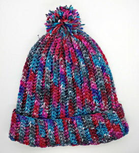 Gray, Red, Pink, Blue Pompom Basic Winter Hat Ladies Teen