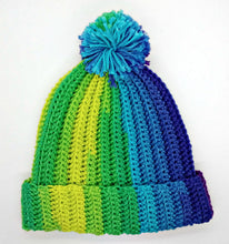 Load image into Gallery viewer, Basic Winter Pompom Hat Ladies Teen Blues, Greens, Yellow &amp; Purples