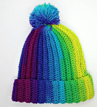 Load image into Gallery viewer, Basic Winter Pompom Hat Ladies Teen Blues, Greens, Yellow &amp; Purples