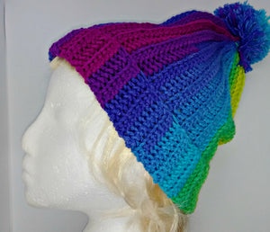 Basic Winter Pompom Hat Ladies Teen Blues, Greens, Yellow & Purples