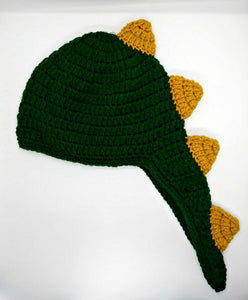 Child Size Green & Gold Dinosaur Winter Hat