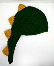 Load image into Gallery viewer, Child Size Green &amp; Gold Dinosaur Winter Hat