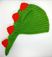 Load image into Gallery viewer, Child Size Green &amp; Orange Dinosaur Winter Hat