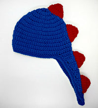 Load image into Gallery viewer, Toddler&#39;s Red &amp; Blue Dinosaur Winter Hat