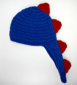 Toddler's Red & Blue Dinosaur Winter Hat