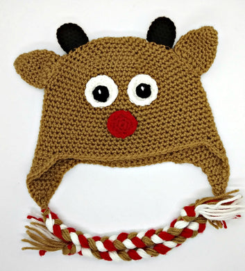 Reindeer Character Winter Braided Hat Toddler Child Size