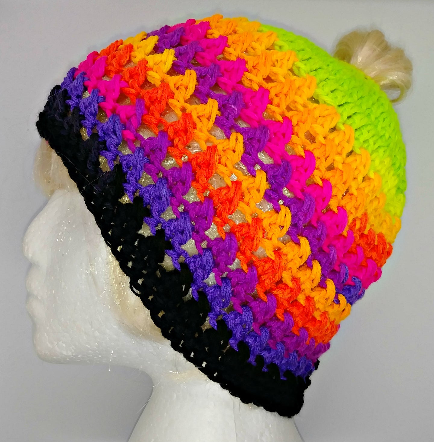 Teen Ladies Messy Bun Hat Neon Brights