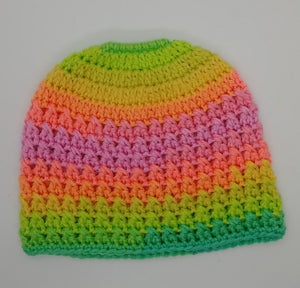 Teen Ladies Messy Bun Hat Retro Stripe